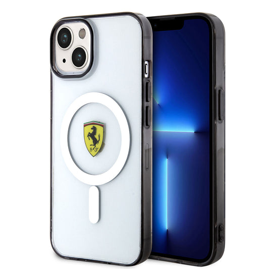 iPhone 14 Kılıf Ferrari M-safe Şarj Özellikli Transparan Dizayn Kılıf