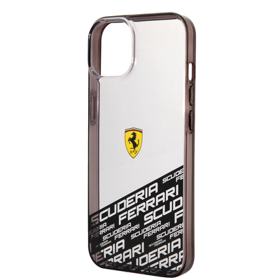 Apple iPhone 14 Kılıf Ferrari Orjinal Lisanlı Transparan Alt Kısım Baskılı Dizayn Kapak Kırmızı