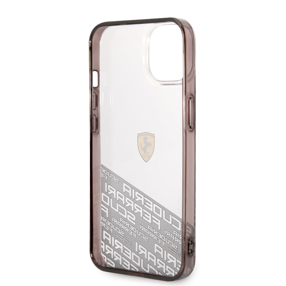 iPhone 14 Kılıf Ferrari Orjinal Lisanlı Transparan Alt Kısım Baskılı Dizayn Kılıf