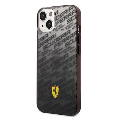 Apple iPhone 14 Kılıf Ferrari Orjinal Lisanlı Transparan SF Baskılı Dizayn Kapak Siyah