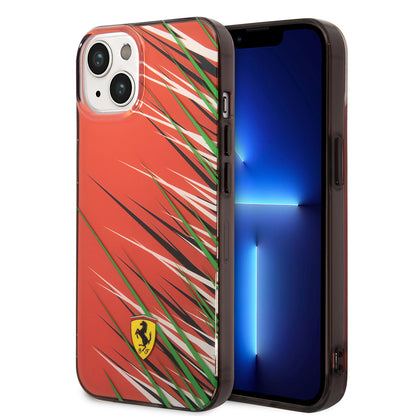 iPhone 14 Kılıf Ferrari Orjinal Lisanslı Baskı Logolu Çimen Desenli Kılıf