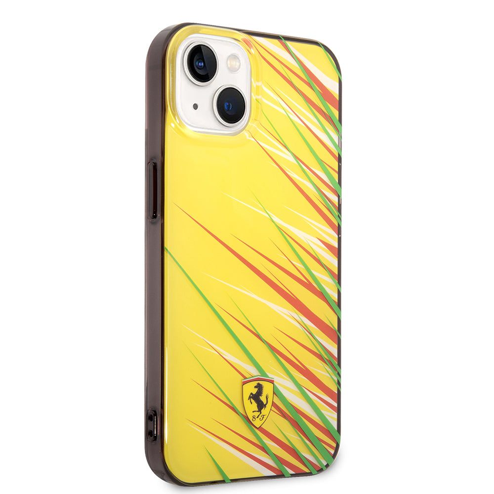iPhone 14 Kılıf Ferrari Orjinal Lisanslı Baskı Logolu Çimen Desenli Kılıf