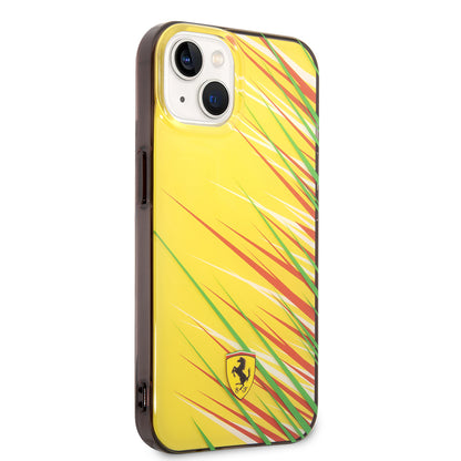 iPhone 14 Kılıf Ferrari Orjinal Lisanslı Baskı Logolu Çimen Desenli Kılıf