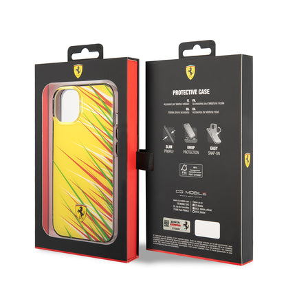 iPhone 14 Kılıf Ferrari Orjinal Lisanslı Baskı Logolu Çimen Desenli Kılıf