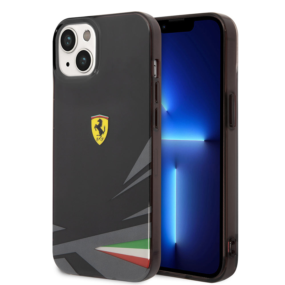 iPhone 14 Kılıf Ferrari Orjinal Lisanslı Baskı Logolu İtalyan Bayrak Baskılı Dizayn Kılıf