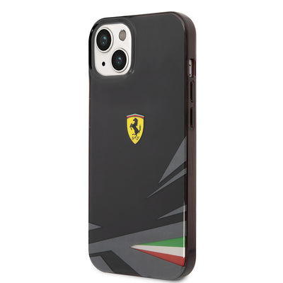 Apple iPhone 14 Kılıf Ferrari Orjinal Lisanslı Baskı Logolu İtalyan Bayrak Baskılı Dizayn Kapak Sarı