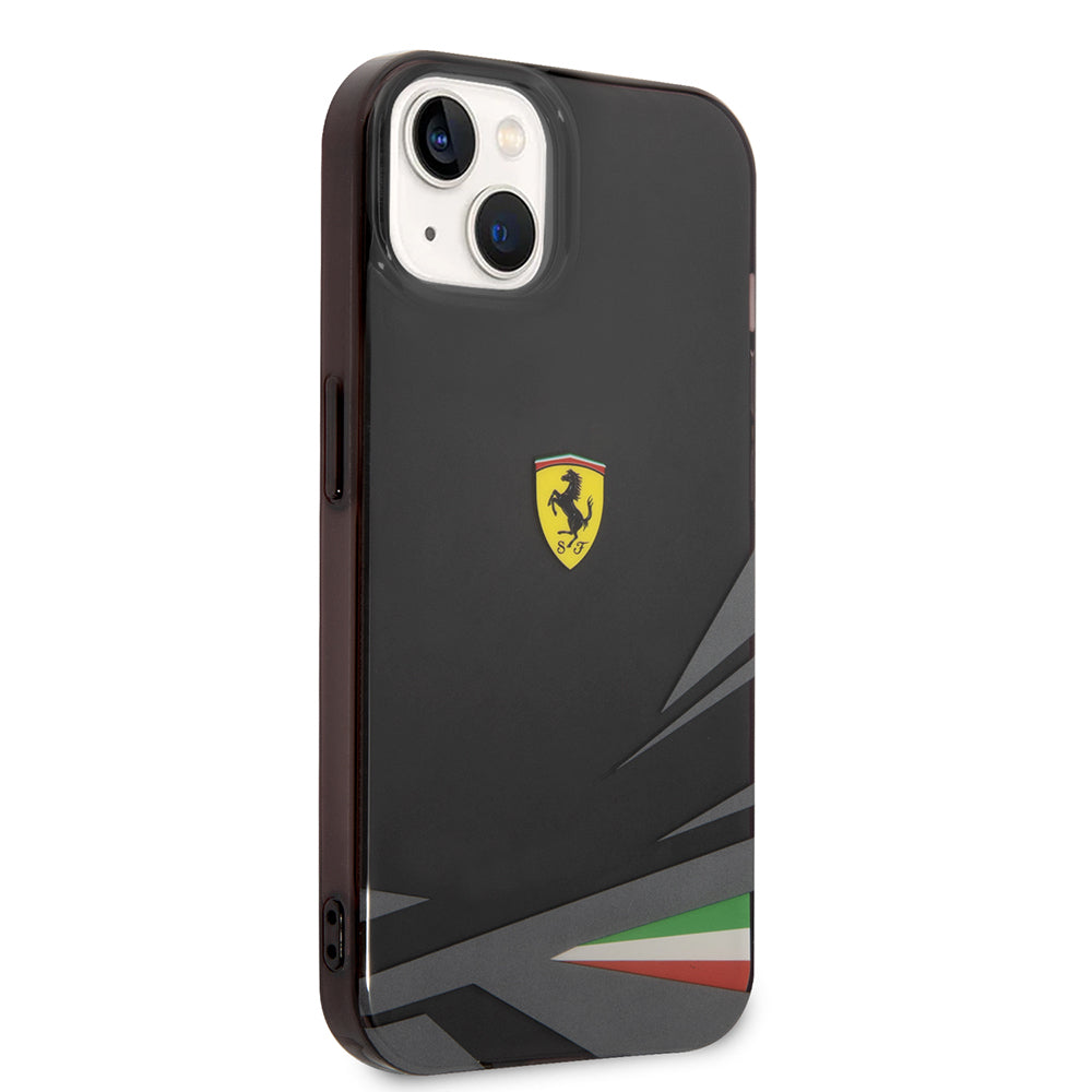 Apple iPhone 14 Kılıf Ferrari Orjinal Lisanslı Baskı Logolu İtalyan Bayrak Baskılı Dizayn Kapak Kırmızı