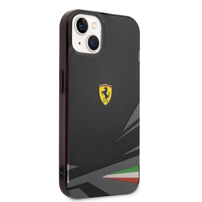 Apple iPhone 14 Kılıf Ferrari Orjinal Lisanslı Baskı Logolu İtalyan Bayrak Baskılı Dizayn Kapak Kırmızı
