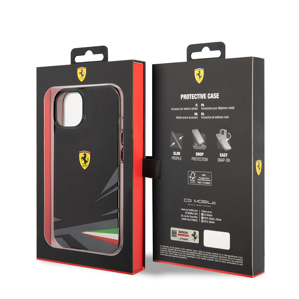 Apple iPhone 14 Kılıf Ferrari Orjinal Lisanslı Baskı Logolu İtalyan Bayrak Baskılı Dizayn Kapak Kırmızı