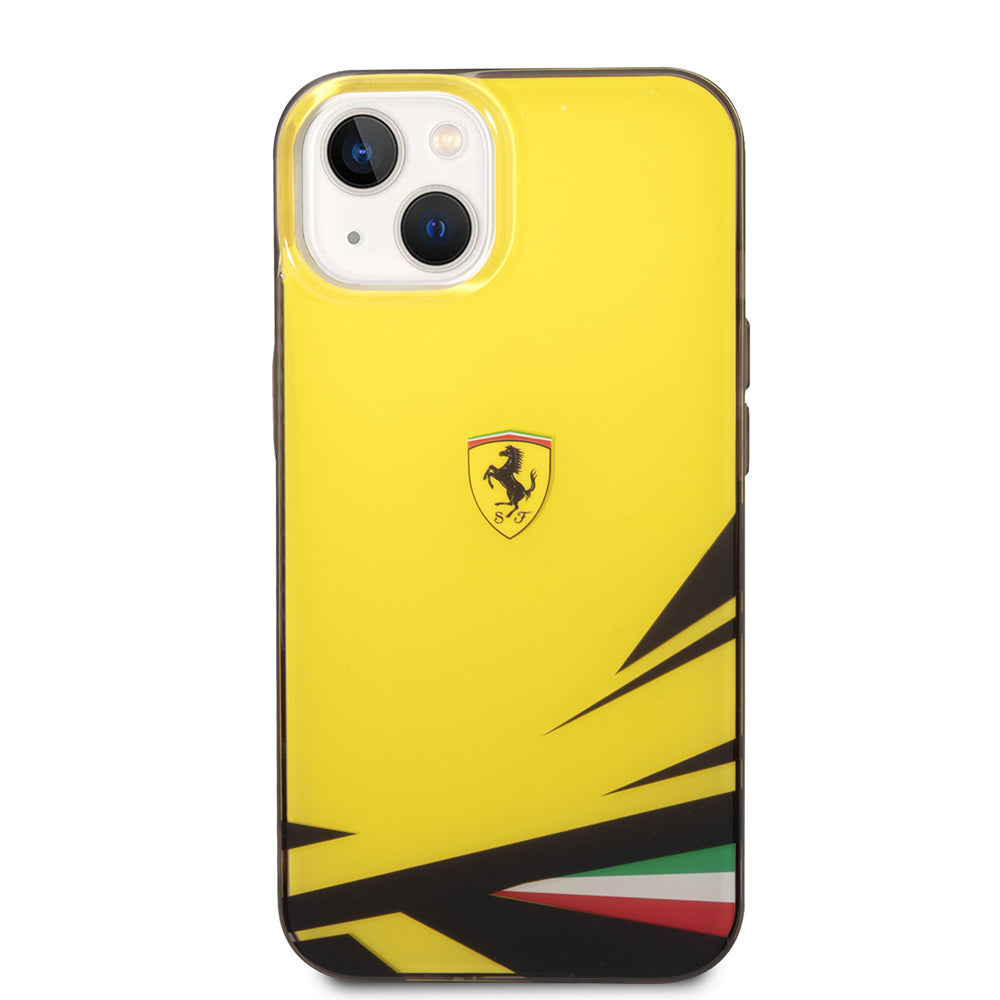 iPhone 14 Kılıf Ferrari Orjinal Lisanslı Baskı Logolu İtalyan Bayrak Baskılı Dizayn Kılıf
