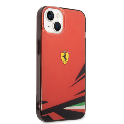 iPhone 14 Kılıf Ferrari Orjinal Lisanslı Baskı Logolu İtalyan Bayrak Baskılı Dizayn Kılıf