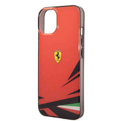 Apple iPhone 14 Kılıf Ferrari Orjinal Lisanslı Baskı Logolu İtalyan Bayrak Baskılı Dizayn Kapak Kırmızı