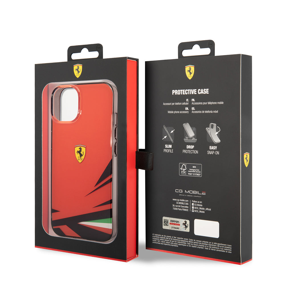 Apple iPhone 14 Kılıf Ferrari Orjinal Lisanslı Baskı Logolu İtalyan Bayrak Baskılı Dizayn Kapak Sarı