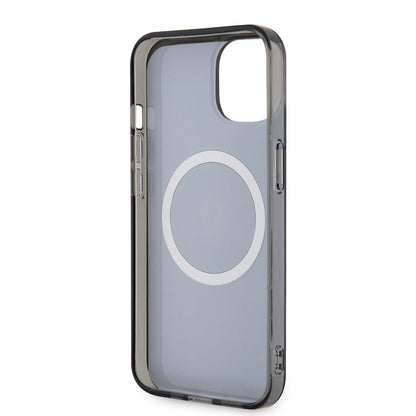 iPhone 14 Kılıf Ferrari Orjinal Lisanslı M-safe Şarj Özellikli Yatay Çizgili Dizayn Kılıf