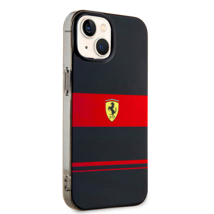 iPhone 14 Kılıf Ferrari Orjinal Lisanslı M-safe Şarj Özellikli Yatay Çizgili Dizayn Kılıf