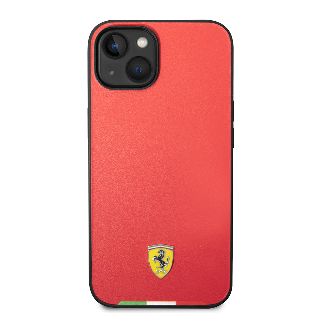 iPhone 14 Kılıf Ferrari Orjinal Lisanslı PU Deri İtalyan Bayrak Dizayn Kılıf