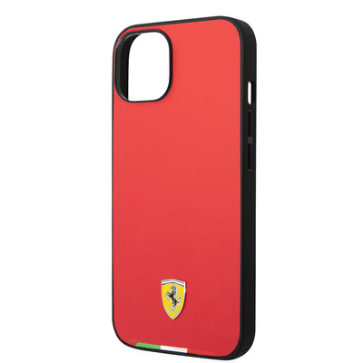 Apple iPhone 14 Kılıf Ferrari Orjinal Lisanslı PU Deri İtalyan Bayrak Dizayn Kapak Kırmızı