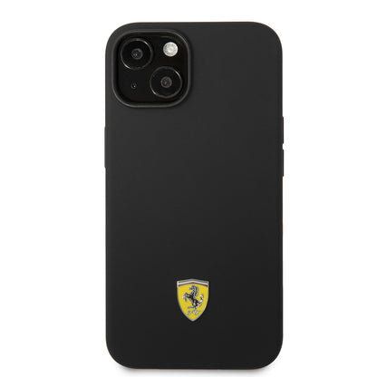 iPhone 14 Kılıf Ferrari Orjinal Lisanslı Silikon Metal Logo Dizayn Kılıf