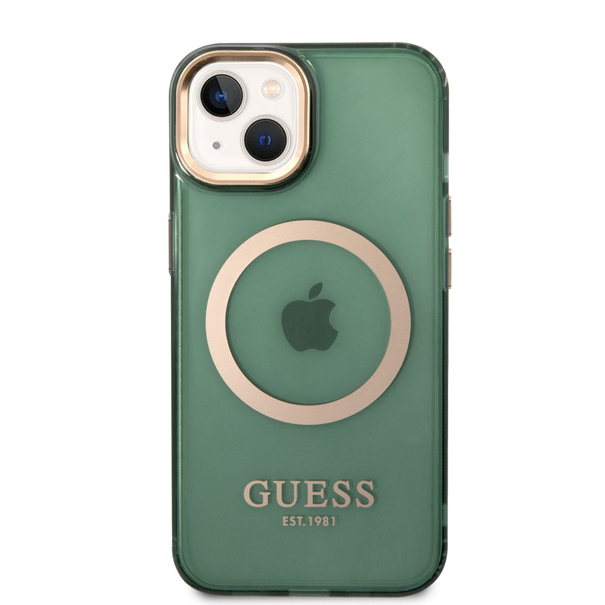 Apple iPhone 14 Kılıf GUESS Magsafe Şarj Özellikli Airbagli Dizayn Kapak Yeşil
