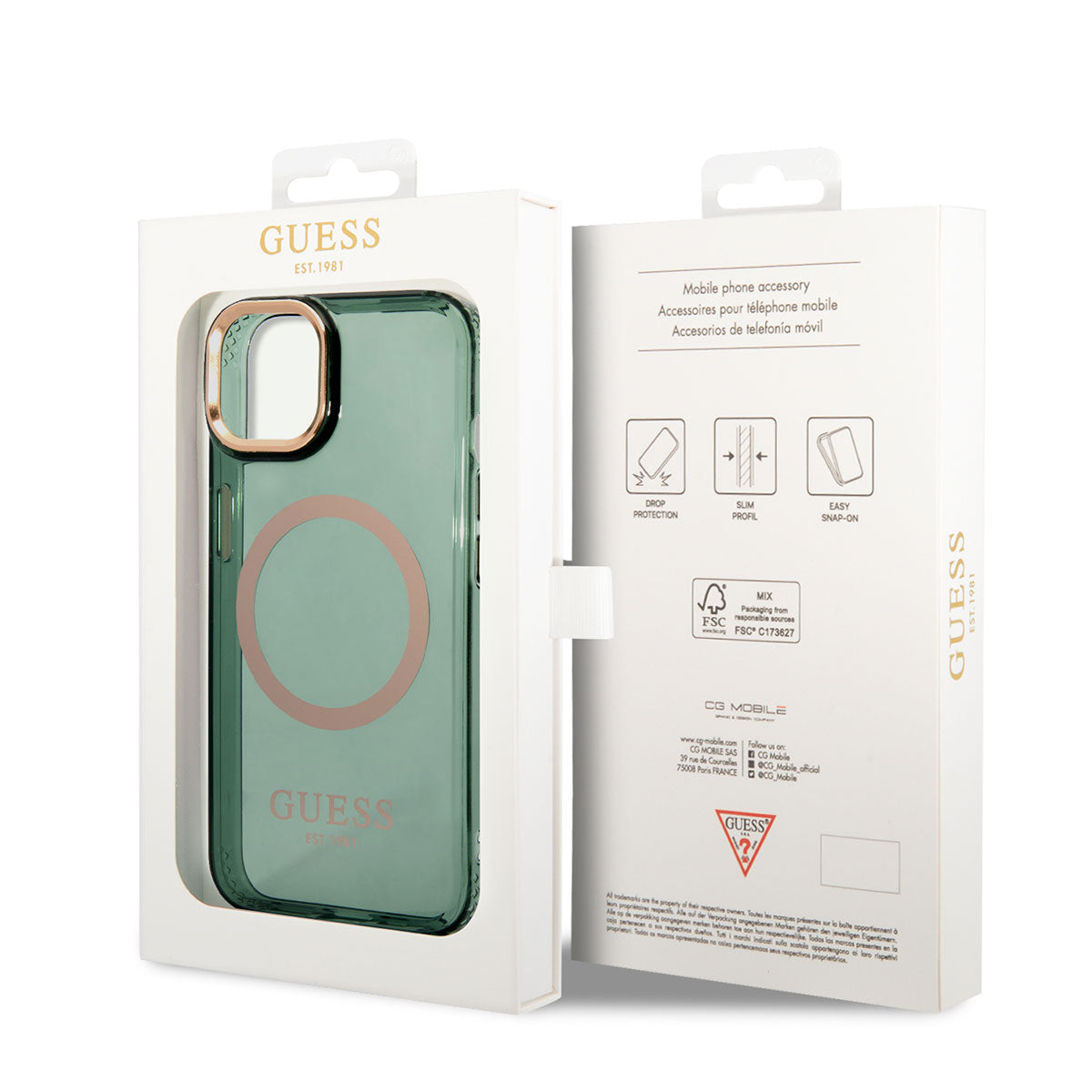 Apple iPhone 14 Kılıf GUESS Magsafe Şarj Özellikli Airbagli Dizayn Kapak Yeşil