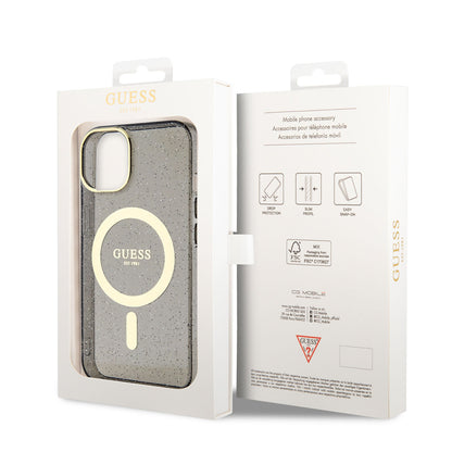 iPhone 14 Kılıf GUESS M-safe Şarj Özellikli Glitter Kılıf
