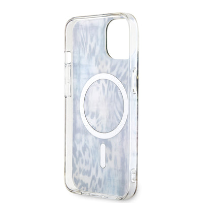 Apple iPhone 14 Kılıf GUESS Magsafe Şarj Özellikli Leopar Desenli Kapak Pembe
