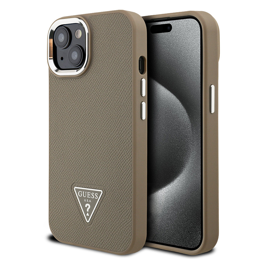 iPhone 14 Kılıf Guess Orjinal Lisanslı M-safe Şarj Özellikli Grained Triangle Kılıf