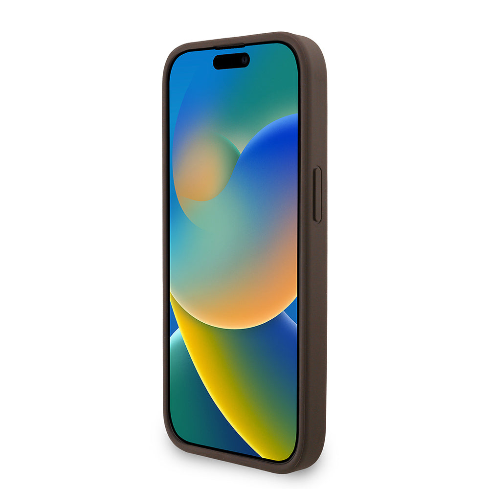 iPhone 14 Kılıf Guess Orjinal Lisanslı M-safe Şarj Özellikli PU Deri Bilek Askı İpli Yazı Logolu Kılıf