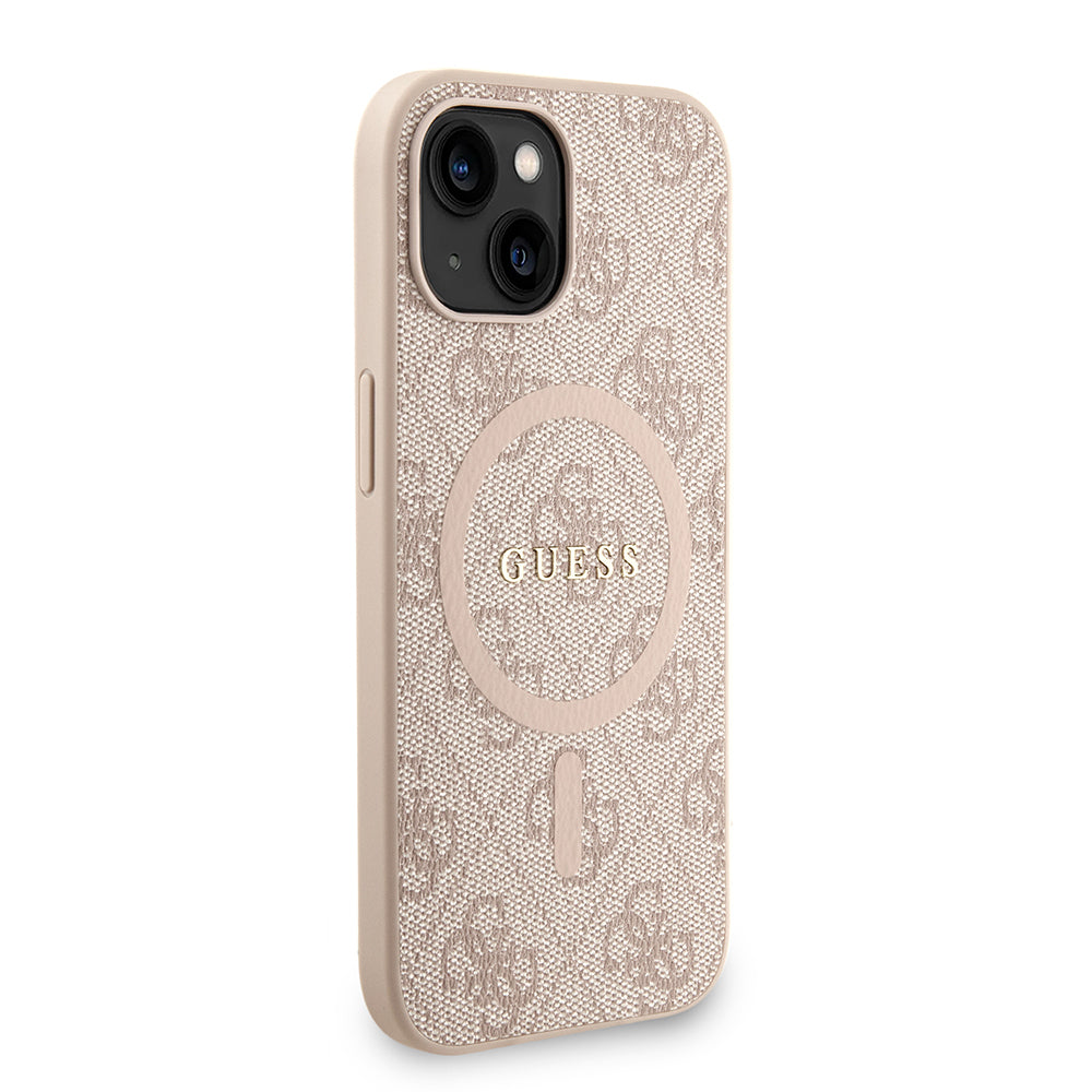 iPhone 14 Kılıf Guess Orjinal Lisanslı M-safe Şarj Özellikli PU Deri Bilek Askı İpli Yazı Logolu Kılıf