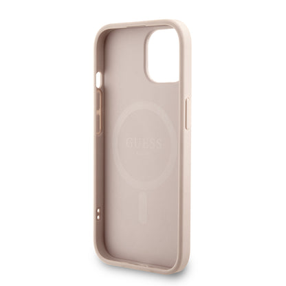 iPhone 14 Kılıf Guess Orjinal Lisanslı M-safe Şarj Özellikli PU Deri Bilek Askı İpli Yazı Logolu Kılıf