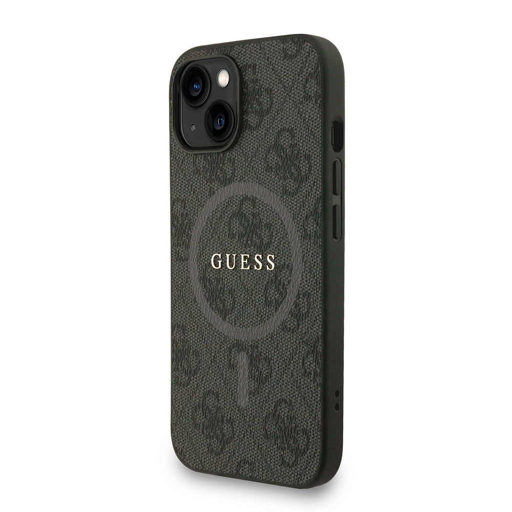 iPhone 14 Kılıf Guess Orjinal Lisanslı M-safe Şarj Özellikli PU Deri Bilek Askı İpli Yazı Logolu Kılıf