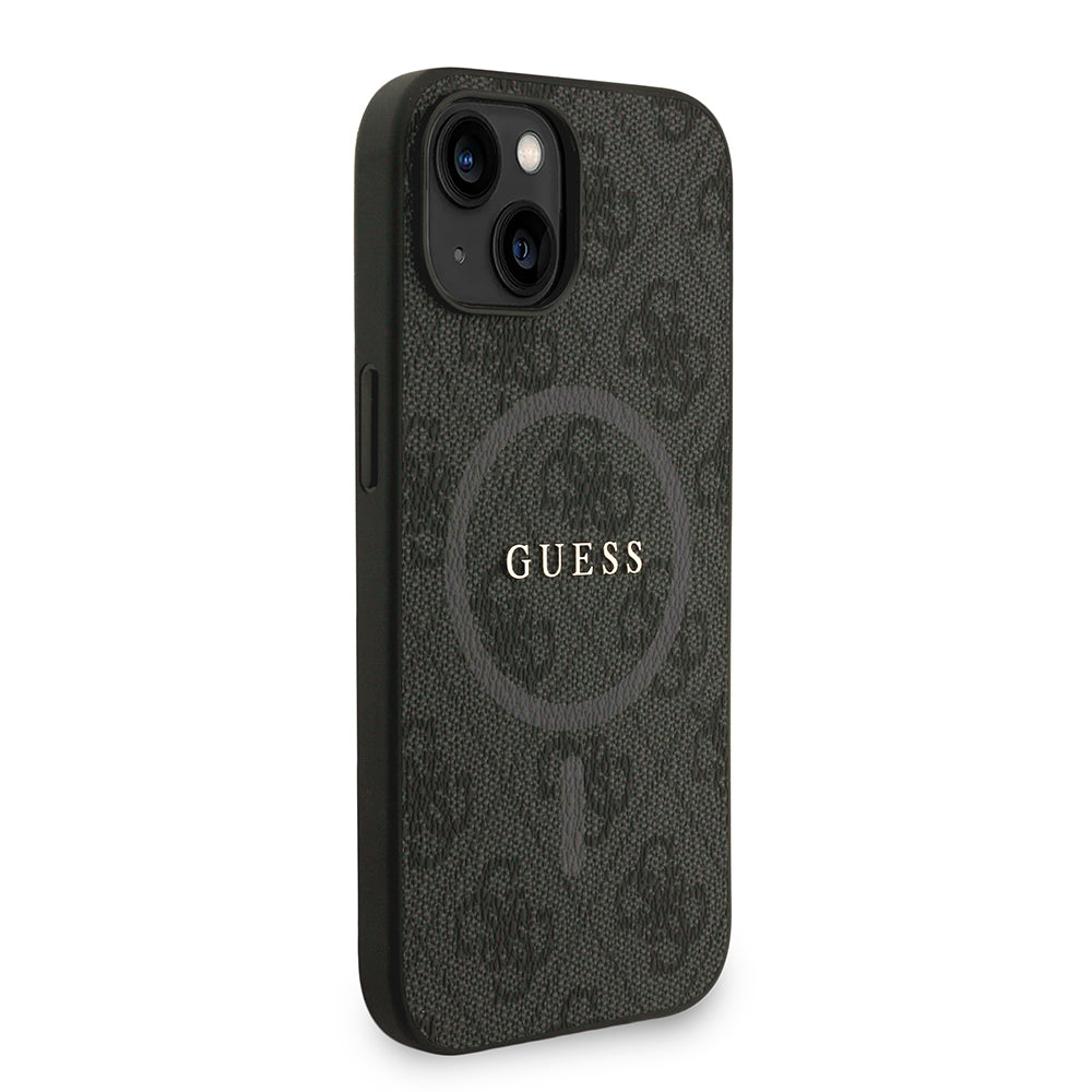 iPhone 14 Kılıf Guess Orjinal Lisanslı M-safe Şarj Özellikli PU Deri Bilek Askı İpli Yazı Logolu Kılıf