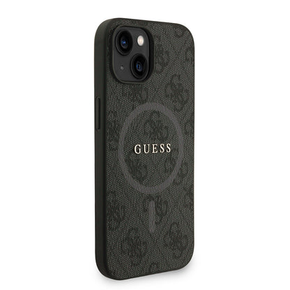 iPhone 14 Kılıf Guess Orjinal Lisanslı M-safe Şarj Özellikli PU Deri Bilek Askı İpli Yazı Logolu Kılıf