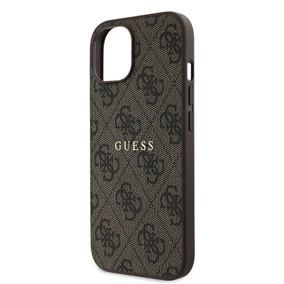 Apple iPhone 14 Kılıf Guess Orjinal Lisanslı Magsafe Şarj Özellikli 4G Desen Yazı Logolu Kapak Pembe