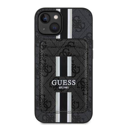 iPhone 14 Kılıf Guess Orjinal Lisanslı M-safe Şarj Özellikli 4G Desenli Çizgili Kartlıklı Kılıf