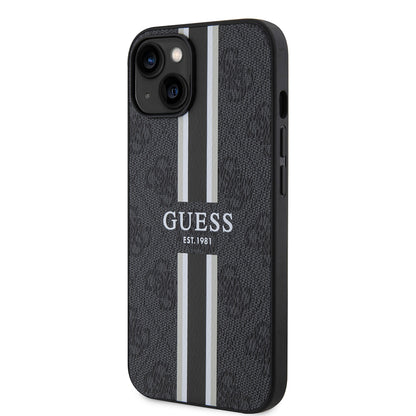 iPhone 14 Kılıf Guess Orjinal Lisanslı M-safe Şarj Özellikli 4G Şerit Tasarımlı Printed Kılıf
