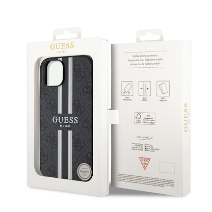 iPhone 14 Kılıf Guess Orjinal Lisanslı M-safe Şarj Özellikli 4G Şerit Tasarımlı Printed Kılıf