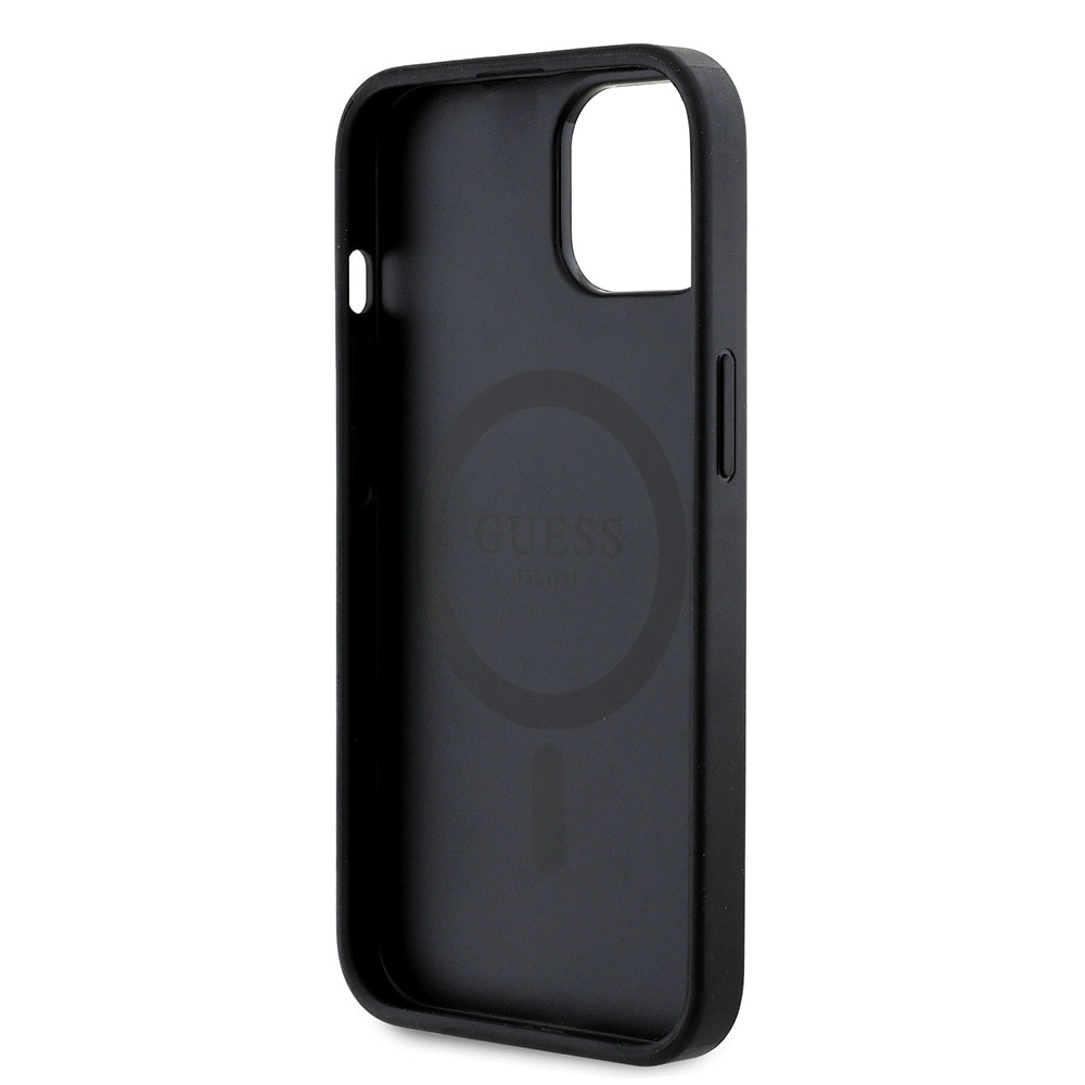 iPhone 14 Kılıf Guess Orjinal Lisanslı M-safe Şarj Özellikli Gül Baskılı 4G Desenli Yazı Logolu Kılıf