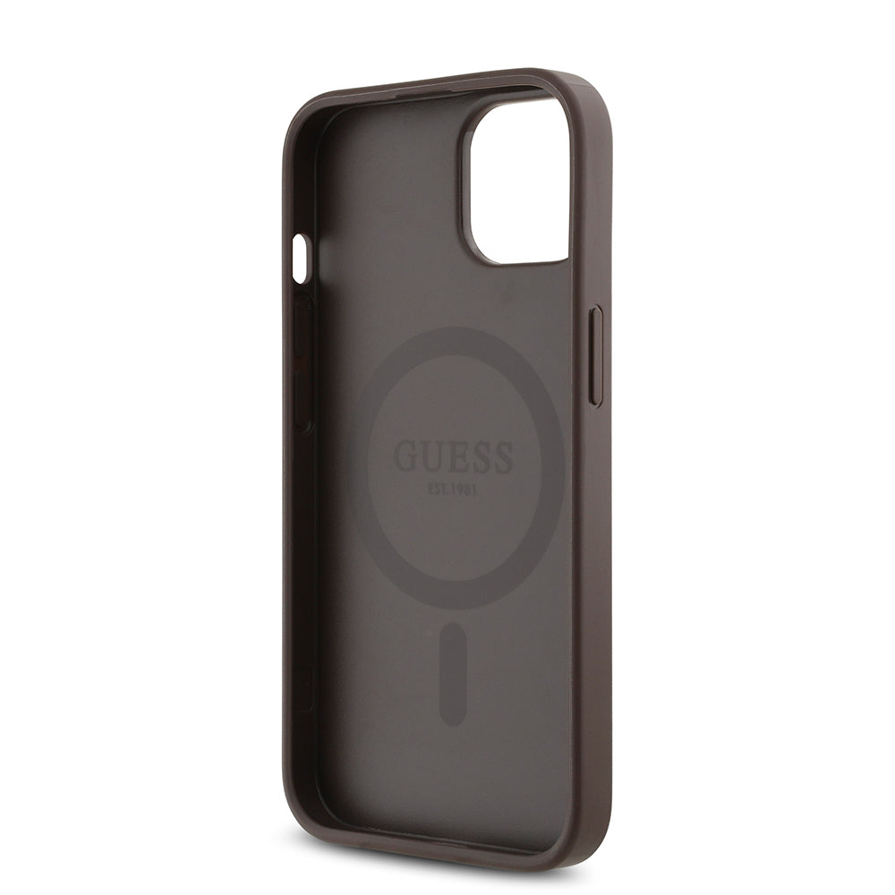 iPhone 14 Kılıf Guess Orjinal Lisanslı M-safe Şarj Özellikli Gül Baskılı 4G Desenli Yazı Logolu Kılıf