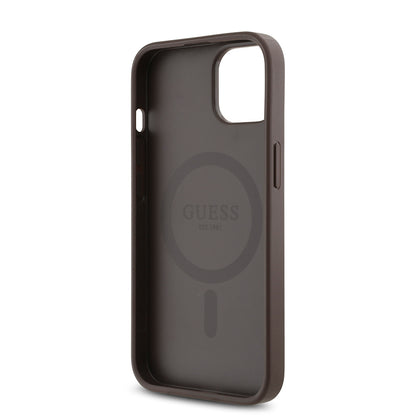 iPhone 14 Kılıf Guess Orjinal Lisanslı M-safe Şarj Özellikli Gül Baskılı 4G Desenli Yazı Logolu Kılıf
