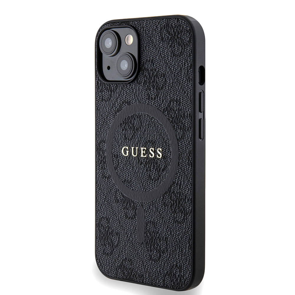 iPhone 14 Kılıf Guess Orjinal Lisanslı M-safe Şarj Özellikli PU Halkalı 4G Desenli Yazı Logolu Kılıf