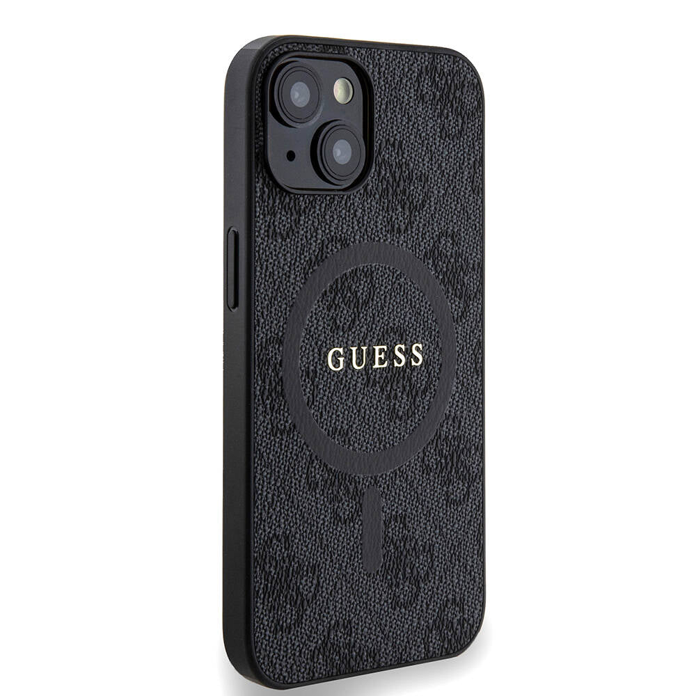 iPhone 14 Kılıf Guess Orjinal Lisanslı M-safe Şarj Özellikli PU Halkalı 4G Desenli Yazı Logolu Kılıf