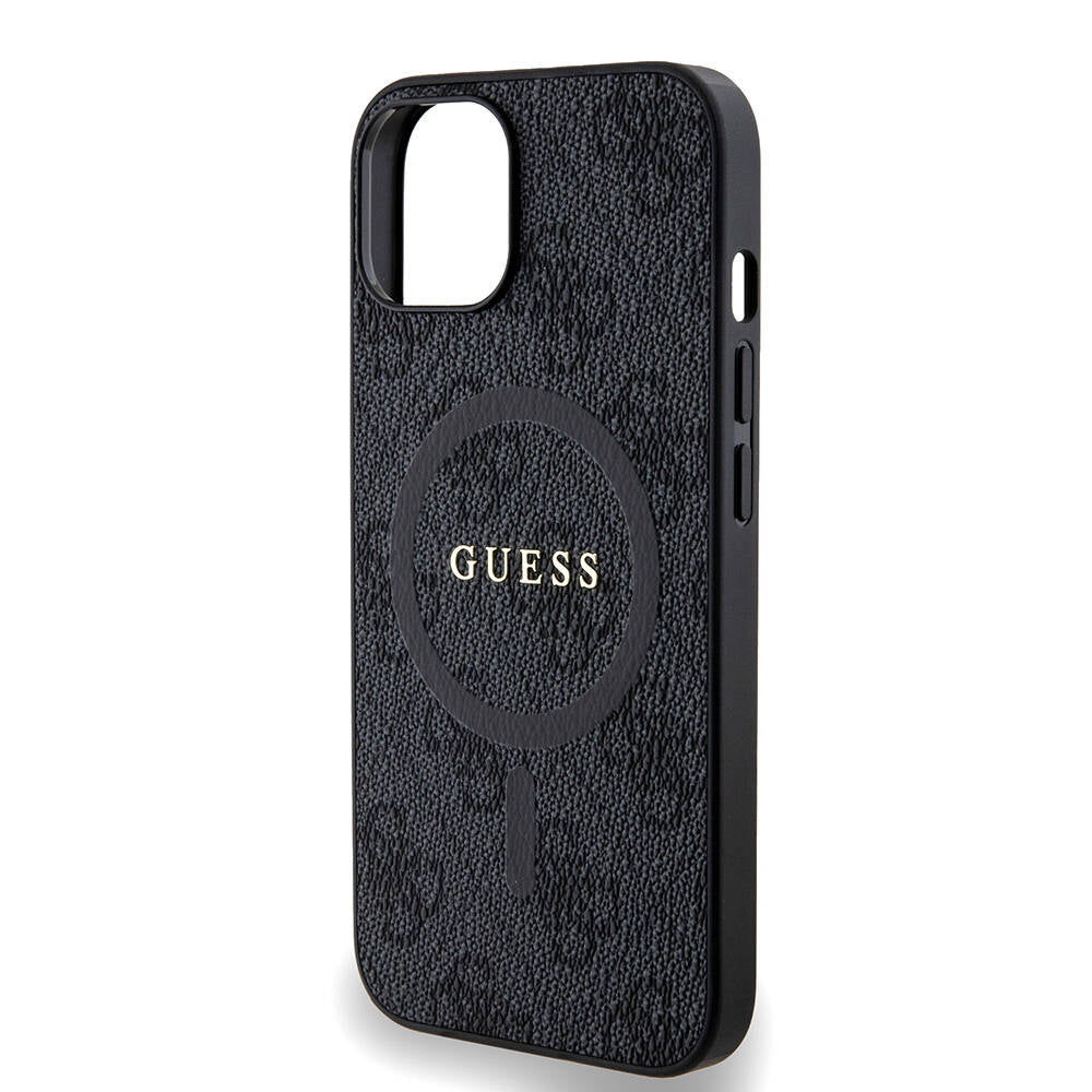 iPhone 14 Kılıf Guess Orjinal Lisanslı M-safe Şarj Özellikli PU Halkalı 4G Desenli Yazı Logolu Kılıf