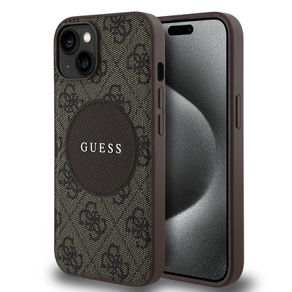 iPhone 14 Kılıf Guess Orjinal Lisanslı M-safe Şarj Özellikli Yazı Logolu Circle Classic Kılıf
