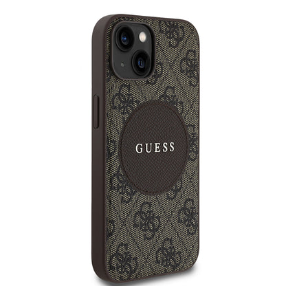 iPhone 14 Kılıf Guess Orjinal Lisanslı M-safe Şarj Özellikli Yazı Logolu Circle Classic Kılıf
