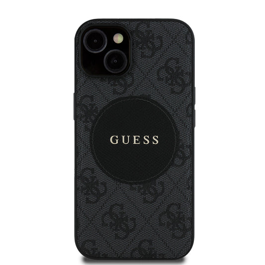 iPhone 14 Kılıf Guess Orjinal Lisanslı M-safe Şarj Özellikli Yazı Logolu Circle Classic Kılıf