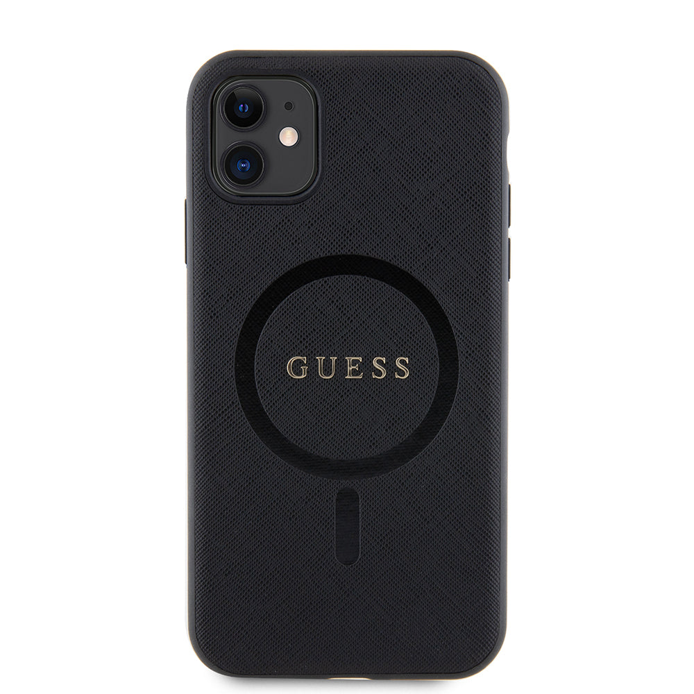 iPhone 14 Kılıf Guess Orjinal Lisanslı M-safe Şarj Özellikli Yazı Logolu Saffiano Classic Kılıf