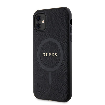 iPhone 14 Kılıf Guess Orjinal Lisanslı M-safe Şarj Özellikli Yazı Logolu Saffiano Classic Kılıf