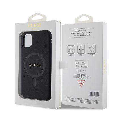 iPhone 14 Kılıf Guess Orjinal Lisanslı M-safe Şarj Özellikli Yazı Logolu Saffiano Classic Kılıf