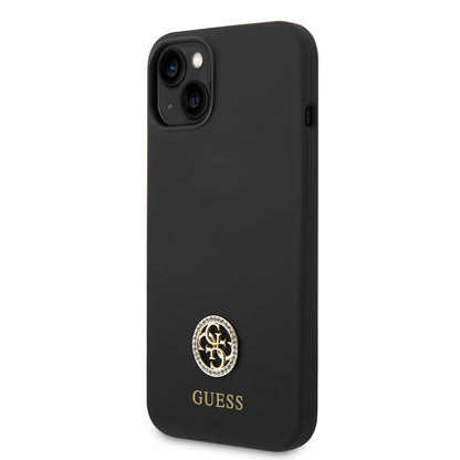iPhone 14 Kılıf Guess Orjinal Lisanslı Yazı ve Taşlı 4G Logolu Silikon Kılıf